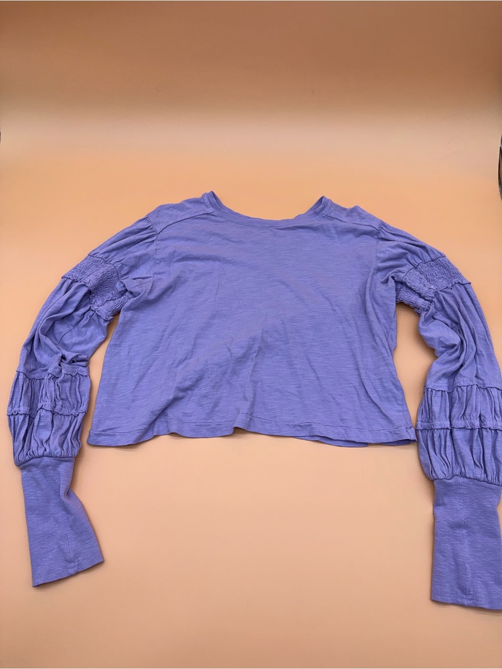 PILCRO Purple Lilac Ruched Sleeve Top Small Anthropologie Boho Romantic Blouse